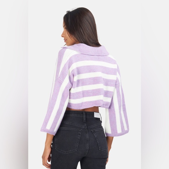 For Love&Lemons Maud Boxy Crop Sweater - Purple - Picture 4 of 9